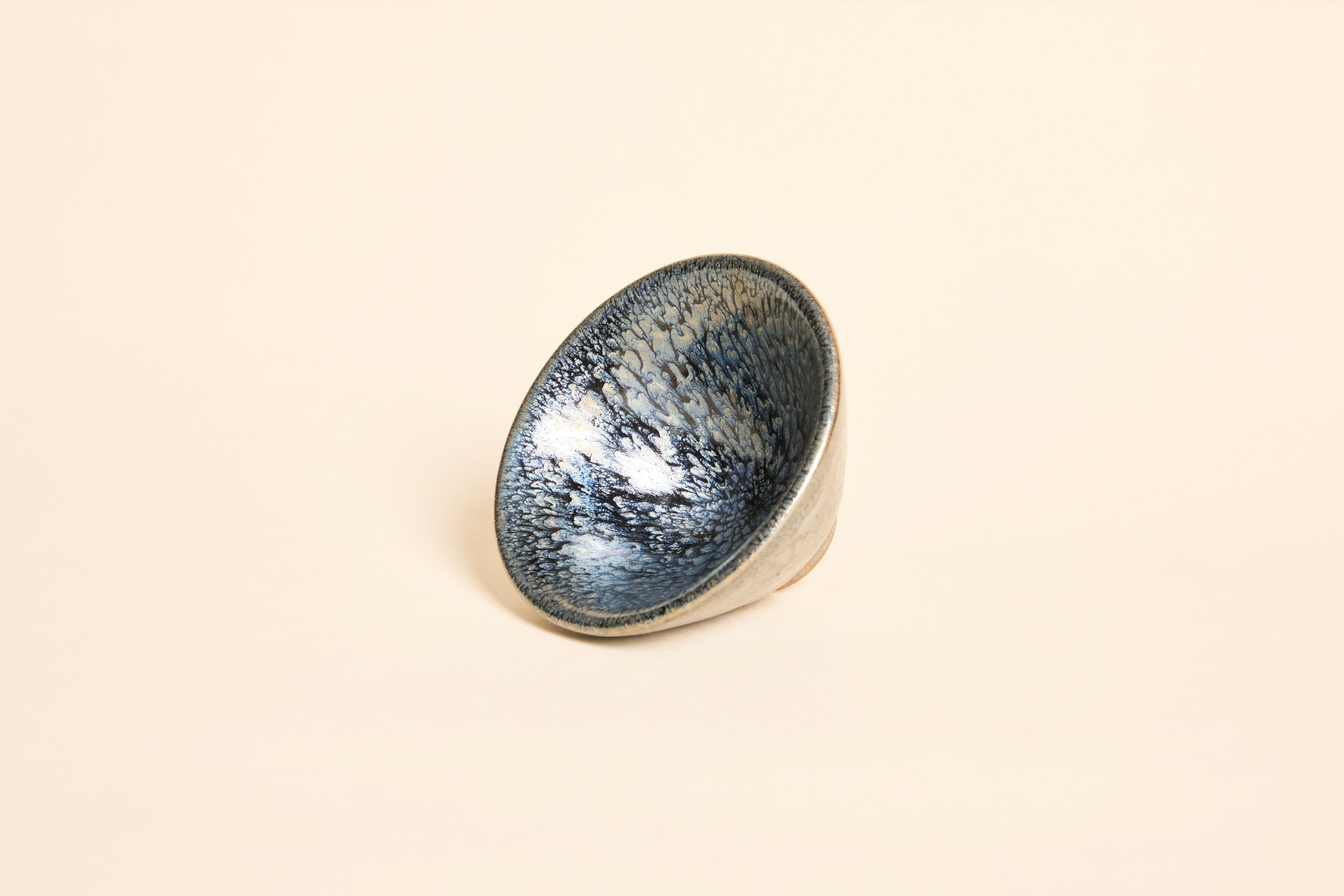 Floral Canopy – Tenmoku Jianzhan Tea Cup, Multicolored Blossom Glaze