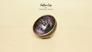 Stellar Chrome handmade Jianzhan tea cup with metallic starry Tenmoku glaze