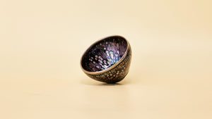 Side view of Stellar Chrome handmade Jianzhan tea cup for Gongfu tea