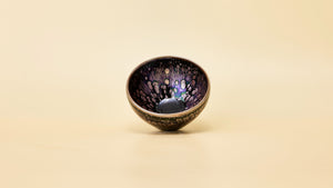 Top view of Stellar Chrome tea bowl showing metallic star-like patterns
