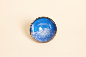 Seagull and mountain motif handmade Jianzhan teacup in Tenmoku style