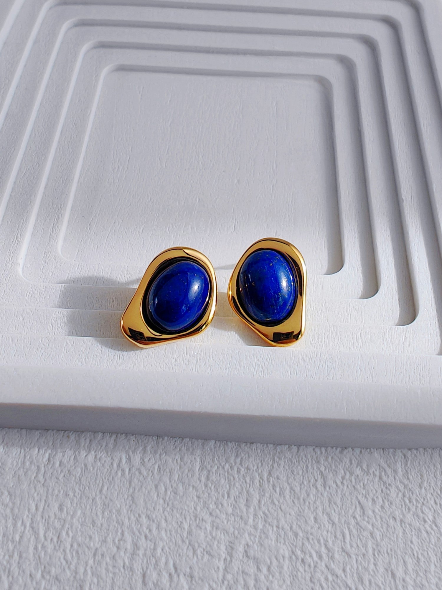 S925 Silver vintage gold lapis Lazuli earrings