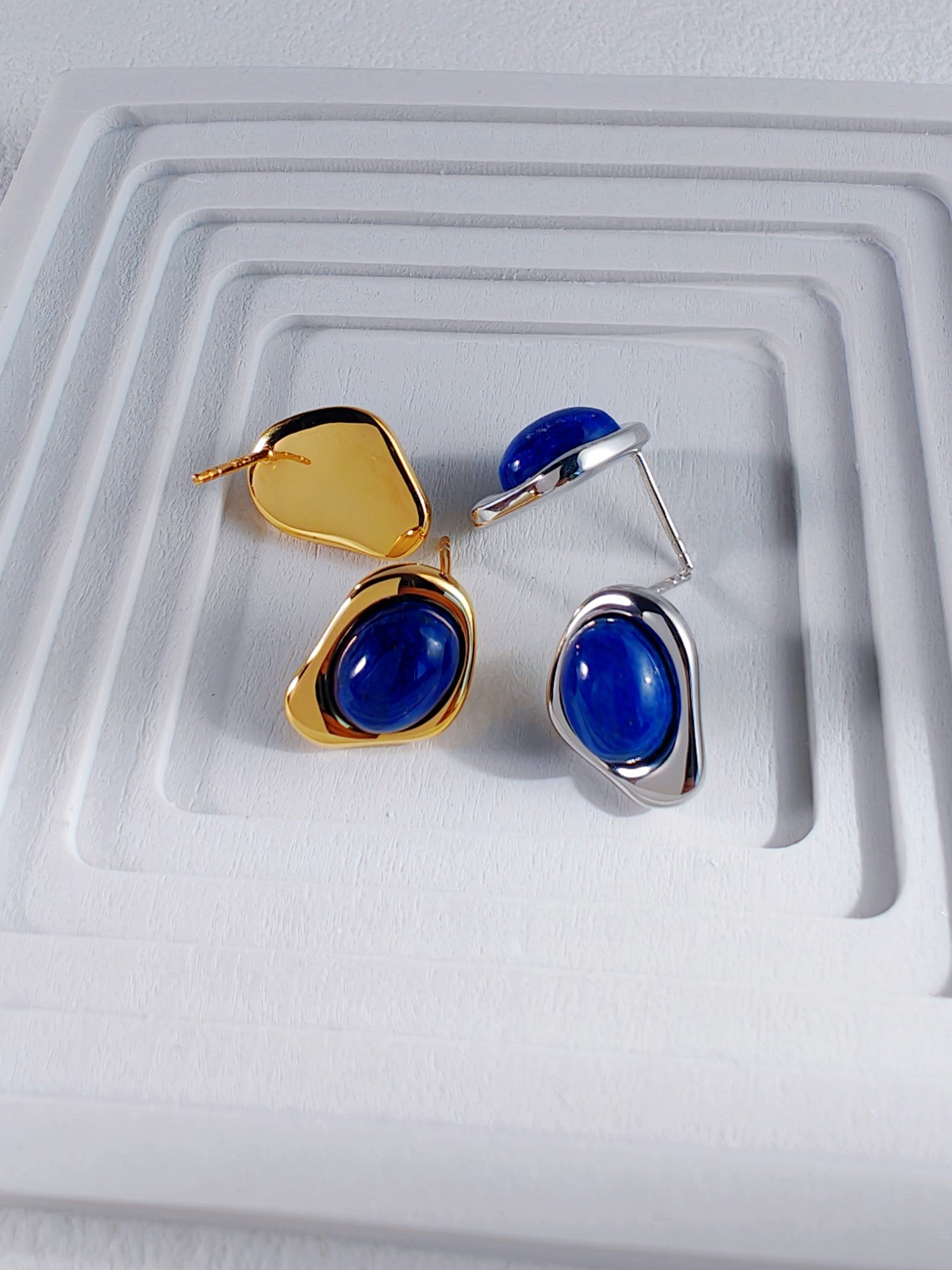 S925 Silver vintage gold lapis Lazuli earrings