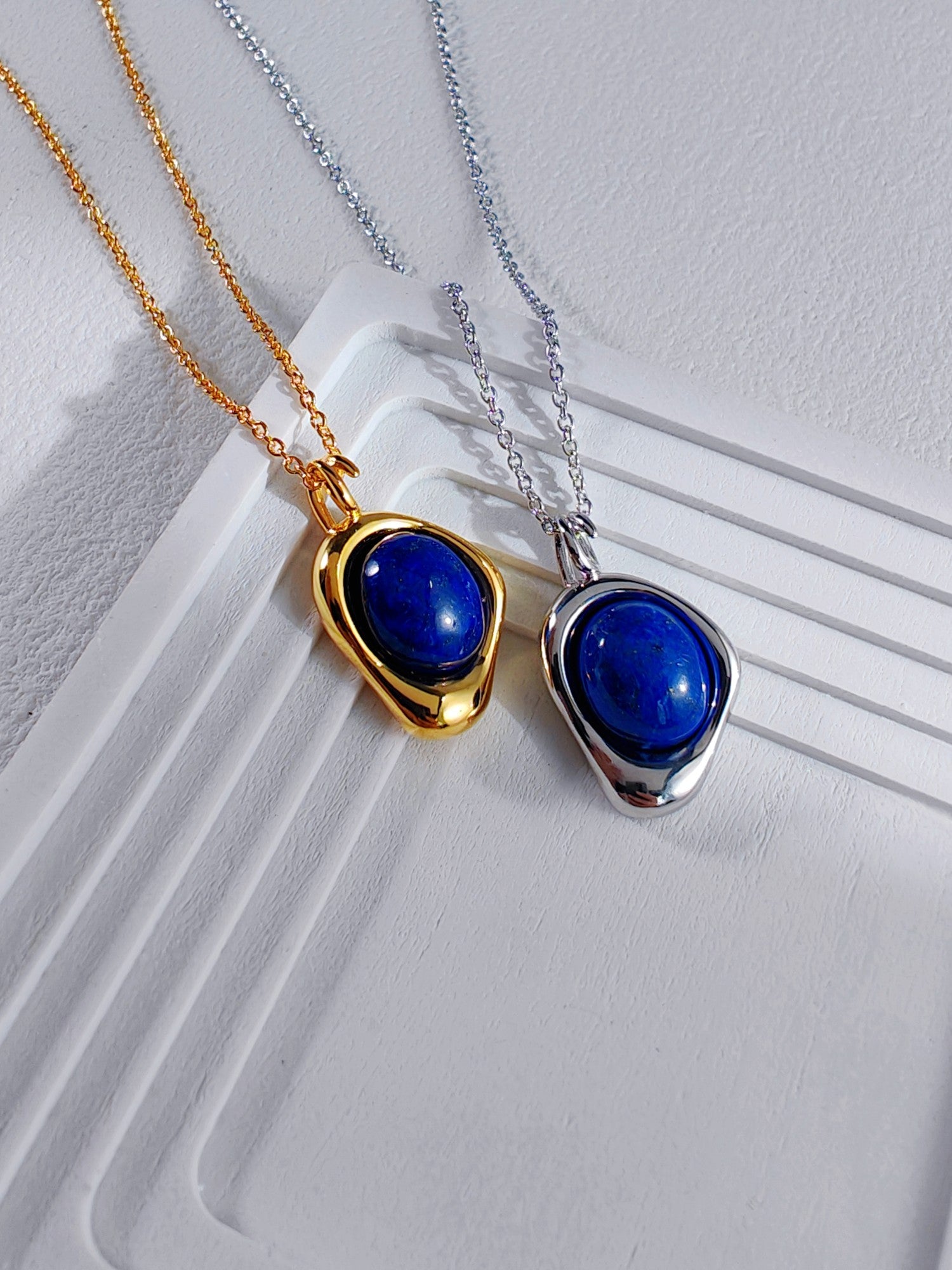 S925 Silver vintage gold lapis Lazuli necklace