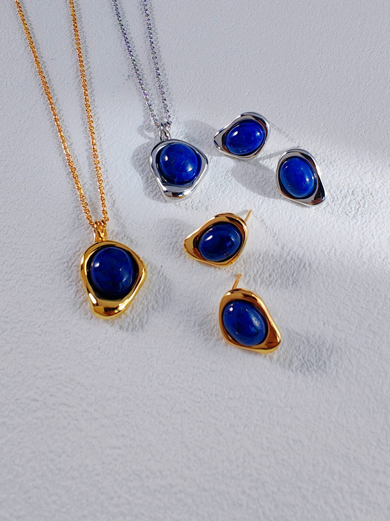 S925 Silver vintage gold lapis Lazuli necklace